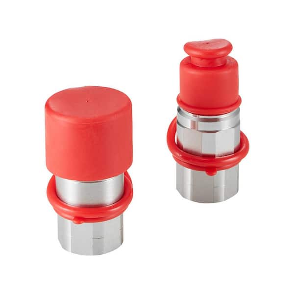 1/2 in. Flat Face Hydraulic Couplers, 3/4 SAE Skid Steer Hydraulic Quick Connect Couplers with 2 Dust Caps (ISO16028)