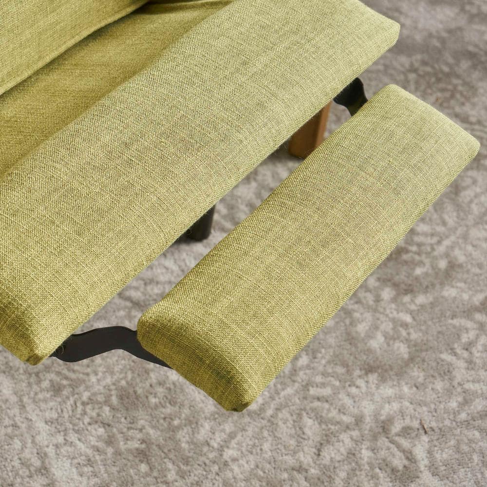 Handcrafted Beige Microfiber Wood Recliner with Tufted Back