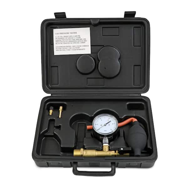 GasTester Kit with Case, 7 PSI and 160 PSI Gauges, Valve, Adapter, Bulb and Hose, Snifter Valve, Long Body Tee