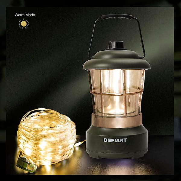 Defiant 300 Lumens Rechargeable Dimmable Lantern with String Light