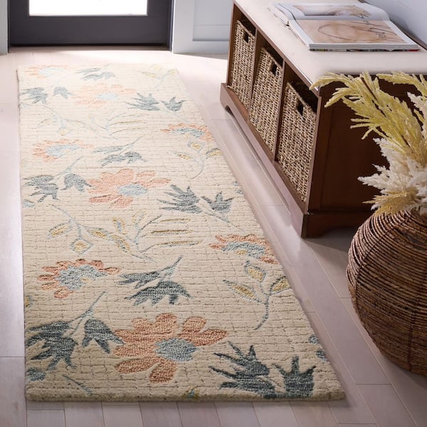 Jardin 2 ft. x 8 ft. Ivory/Gray Light Floral Runner Rug