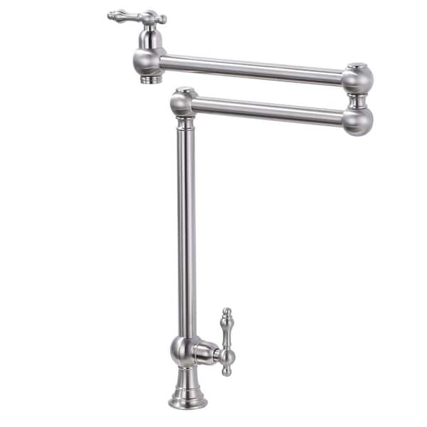 ALEASHA Deck Mounted Pot Filler with Double Handle and 2-Joints in Chrome