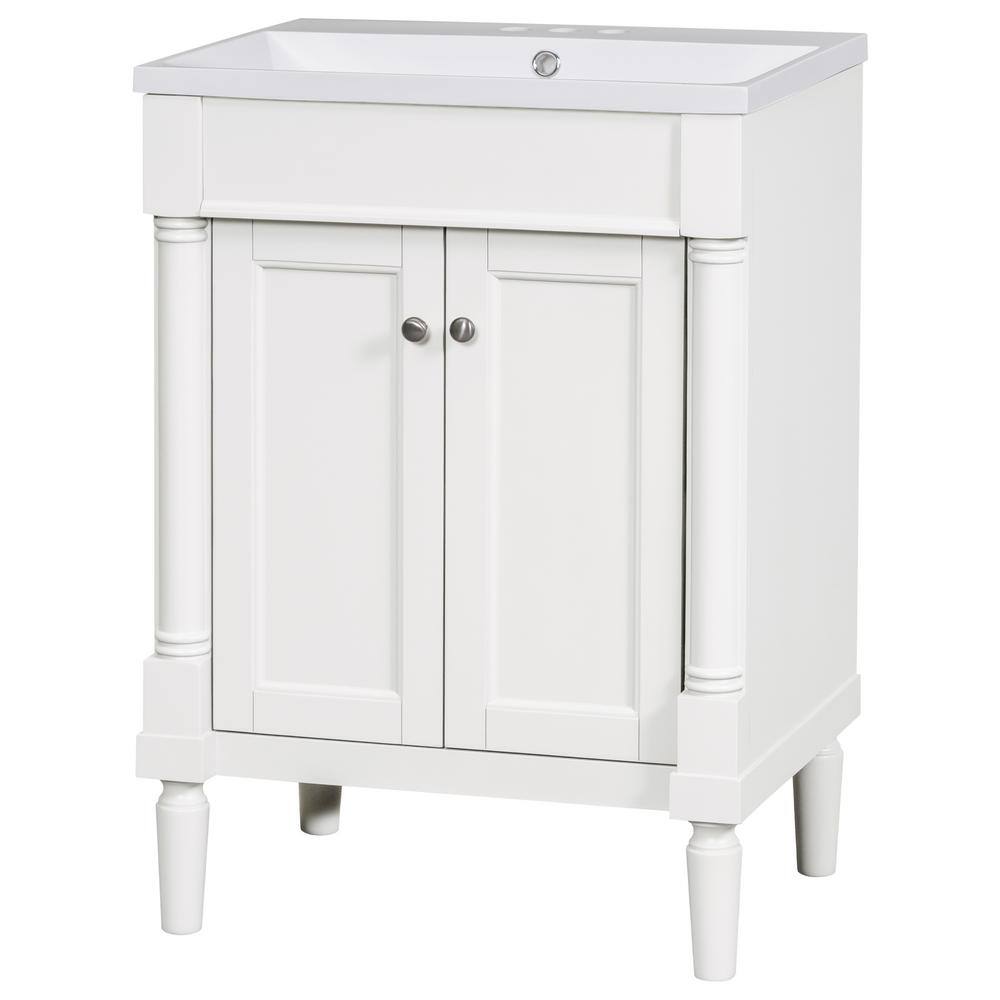 24 in. W x 18 in. D x 34 in. H Freestanding Single Sink Bath Vanity in White with White Ceramic Top price history on PriceWatchPro