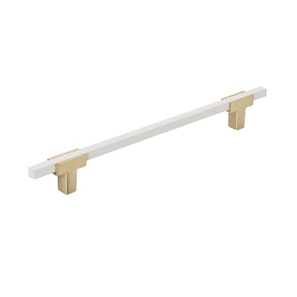 Amerock Urbanite 7-9/16 in. (192mm) Modern Brushed Gold/White Bar Cabinet Pull