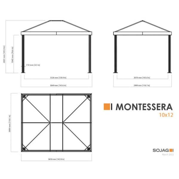 Sojag Monteserra 10 ft. x 12 ft. Grey Rustproof Aluminum Sojag Monteserra 10 ft. x 12 ft. Grey Rustproof Aluminum