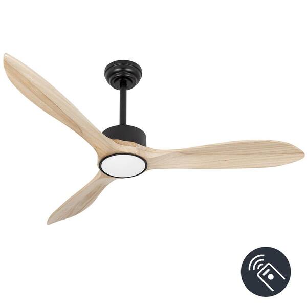 TAIFOND 52 in. LED Indoor Outdoor Matte Black and Mahogany Finished Ceiling Fan with 1-Light and Remote Control