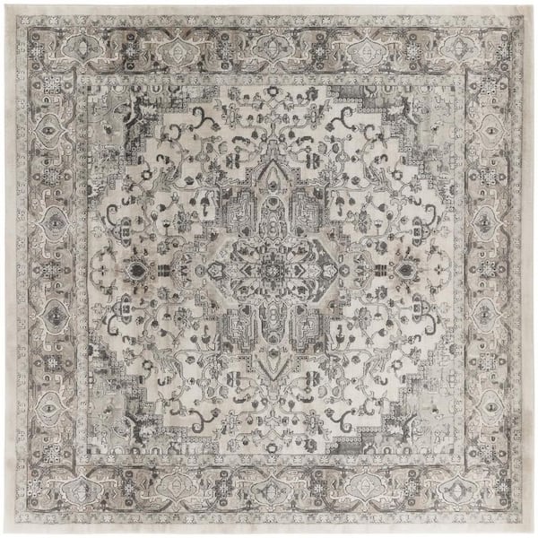 8 ft. x 8 ft. White Medallion Washable Area Rug Runner Rug