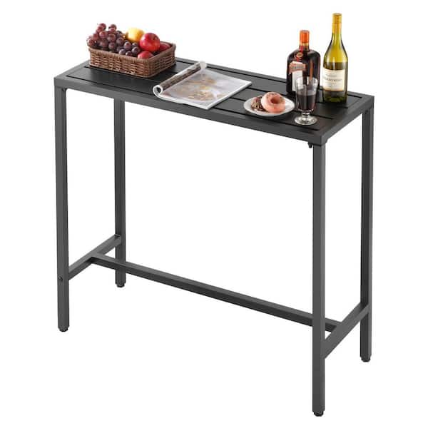 Outdoor Bar Table, 39.4 x 15 in. Patio Bar Table, Waterproof Top and Sturdy Metal Frame, Rectangle Counter 2025 Update