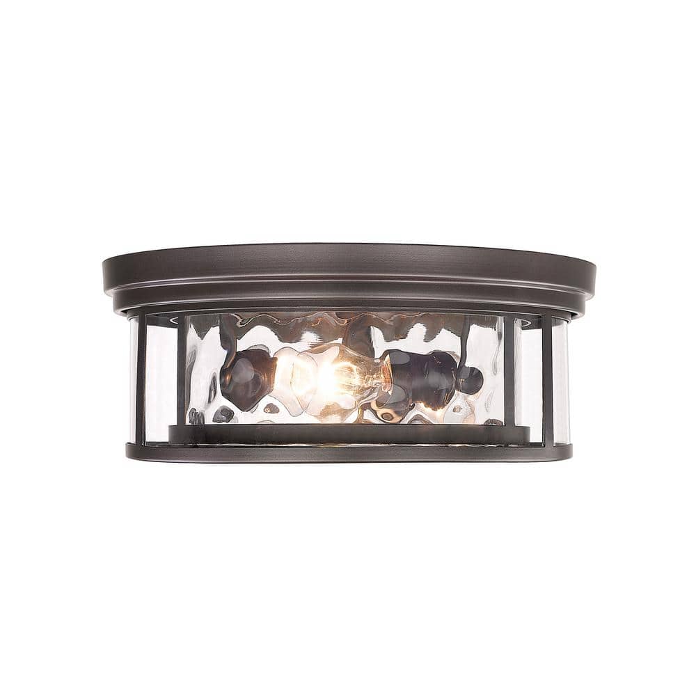 Clarion Transitional Bronze 3-Light Flush Mount with Waterglass Shade