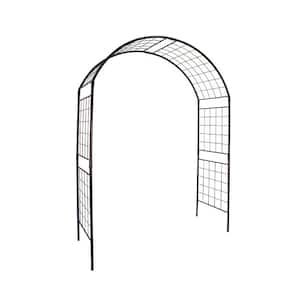 Elegant Handcrafted Monet II Wrought Iron Garden Arbor, 114.5 in. Tall, Graphite Powder Coated Finish