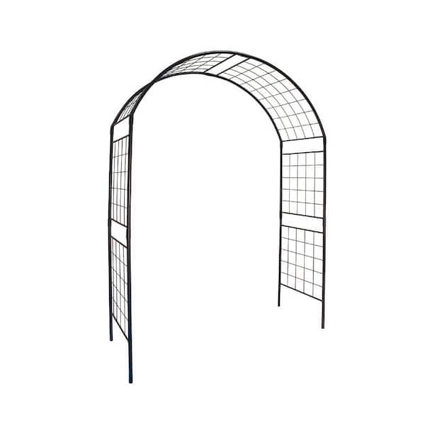 ACHLA DESIGNS Elegant Handcrafted Monet II Wrought Iron Garden Arbor, 114.5 in. Tall, Graphite Powder Coated Finish