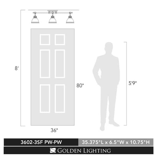 Golden Lighting - Duncan 3-Light Pewter Semi-Flush Mount