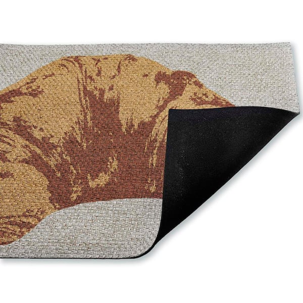 Pop Style Croissant Brown 18 in. x 30 in. Polyester Non-Slip Outdoor Door Mat