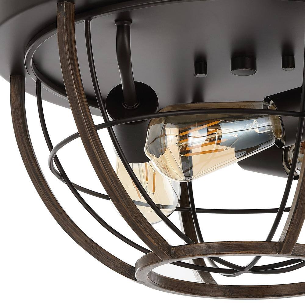 Lyla 15.75" Black Rustic Farmhouse Iron LED Flush Mount