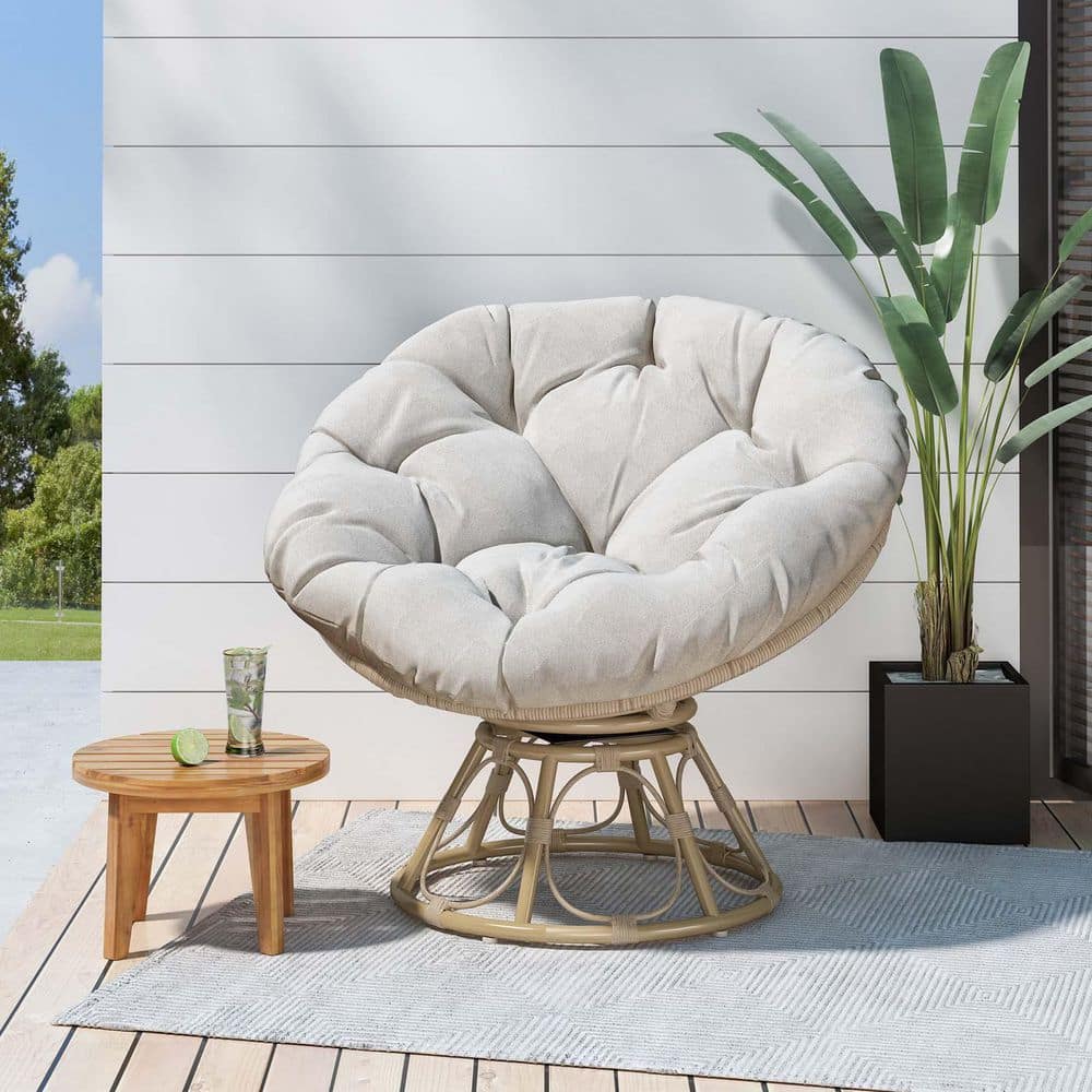 Brown Outdoor Lounge Chairs, Papasan Accent Chair, Comfortable Patio Sofa G