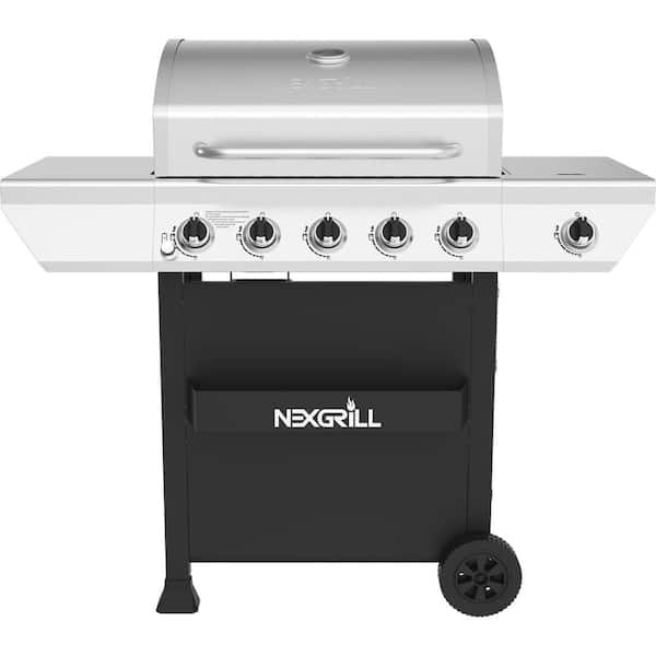 5-Burner Propane Gas Grill in Stainless Steel with Side Burner and Condiment Rack