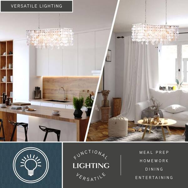 VAXCEL Elsa 5-Light Nickel Coastal Capiz Shell Linear