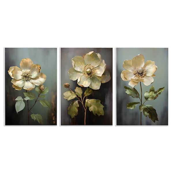 Stupell Industries Detailed Magnolia Flowers by Petal Prints Design 3 Pieces Unframed Nature Graphic Art Print 15 in. x 10 in.