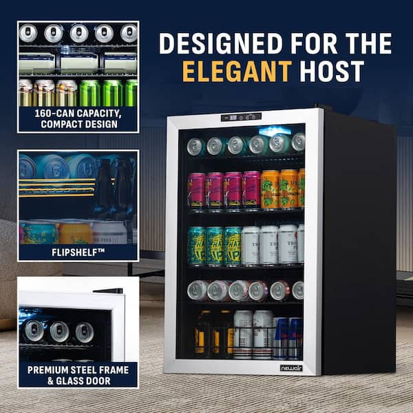 NewAir 21 in. 160 Can Cooler Beverage Freestanding with Split