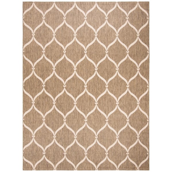 Courtyard Brown/Beige 8 ft. x 11 ft. Trellis Indoor/Outdoor Area Rug