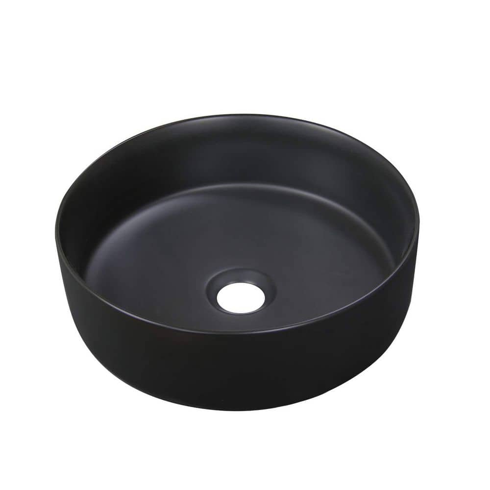 14 in. Round Ceramic Vessel Bathroom Sink in Matte Black for Vanity price history on PriceWatchPro