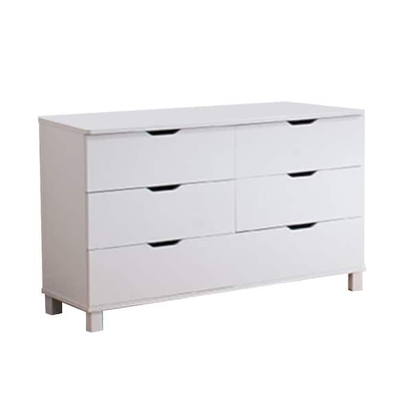 Benzara Spacious 6-Drawers Glossy White Dresser