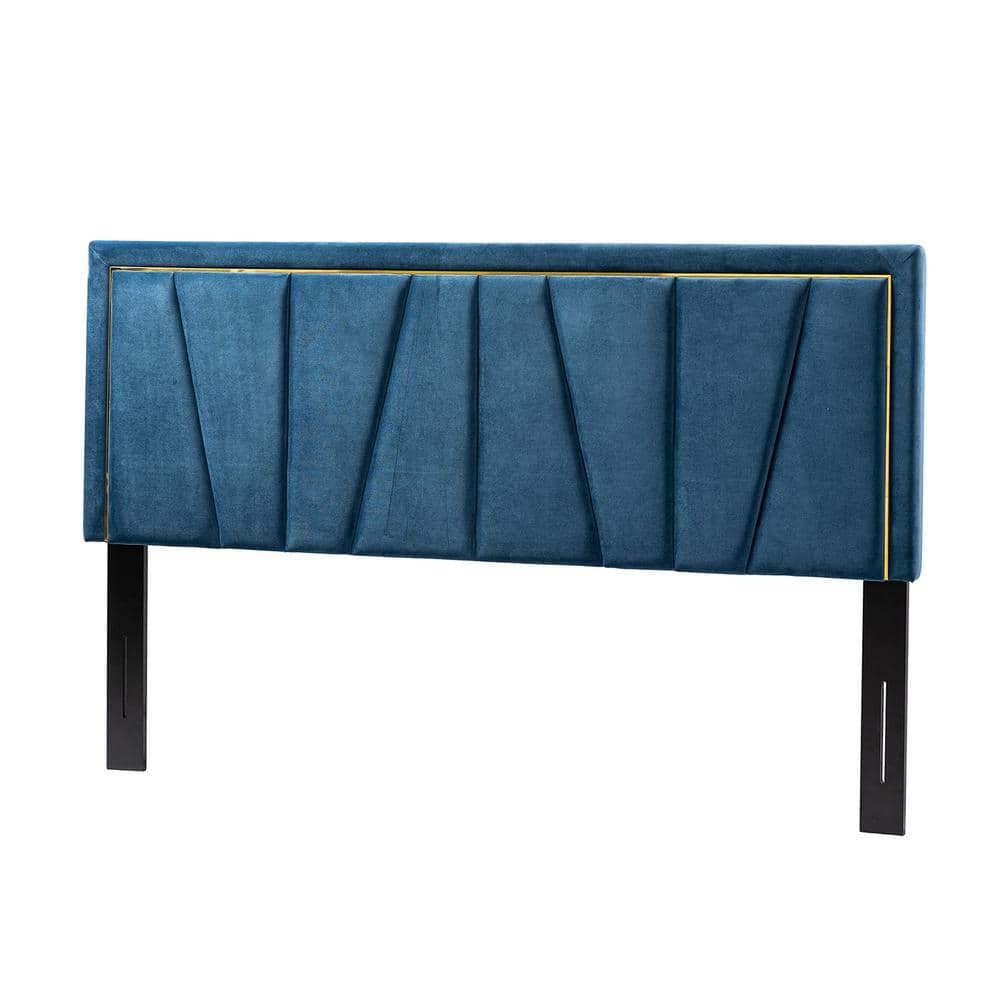 JAYDEN CREATION Curtis 81 in. W Navy Upholstered Tufted Adjustable