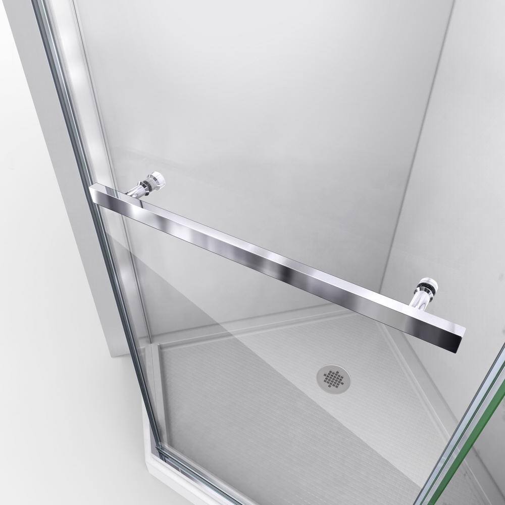 DreamLine Frameless Neo-Angle Pivot Shower Enclosure with Brushed Nickel Finish
