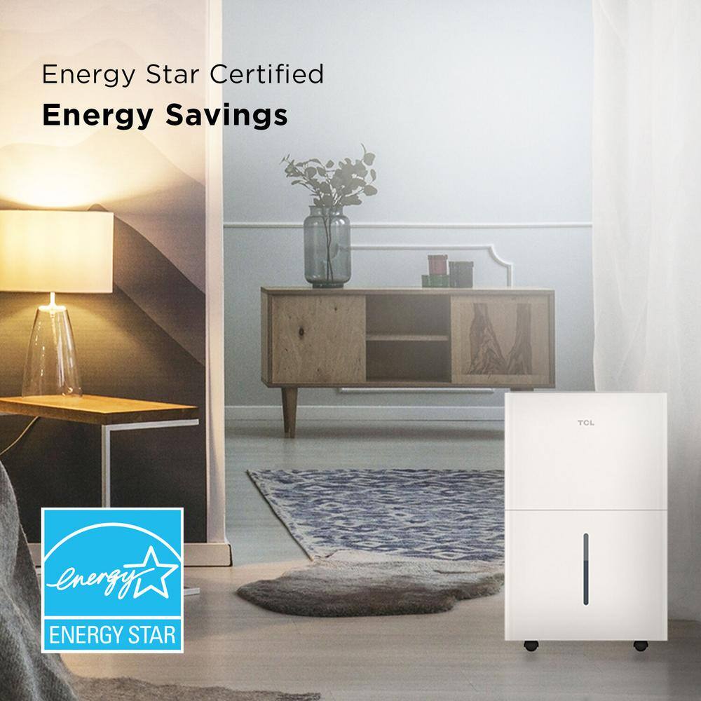 TCL 50 Pint White Smart Dehumidifier with Alexa and Google Assistant