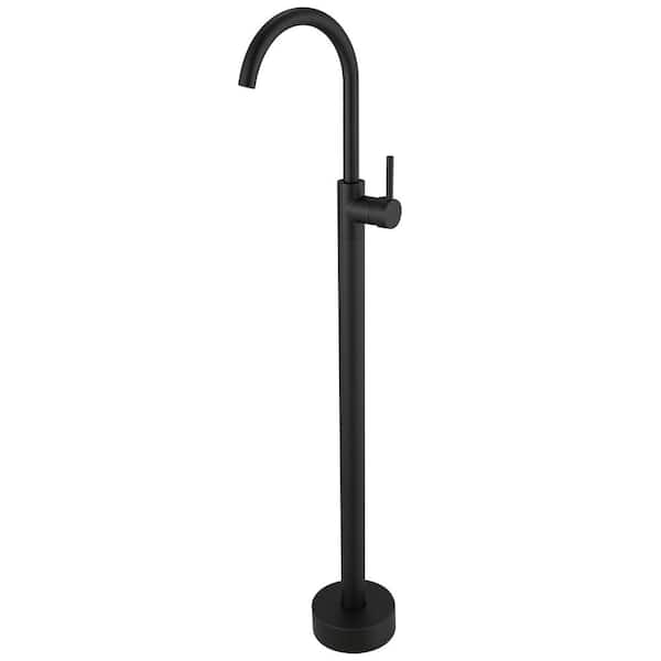 BWE Single Handle Freestanding Tub Faucet Floor Mount Tub Filler Tub Spout Function Only Brass Mixer Tap in Matte Black