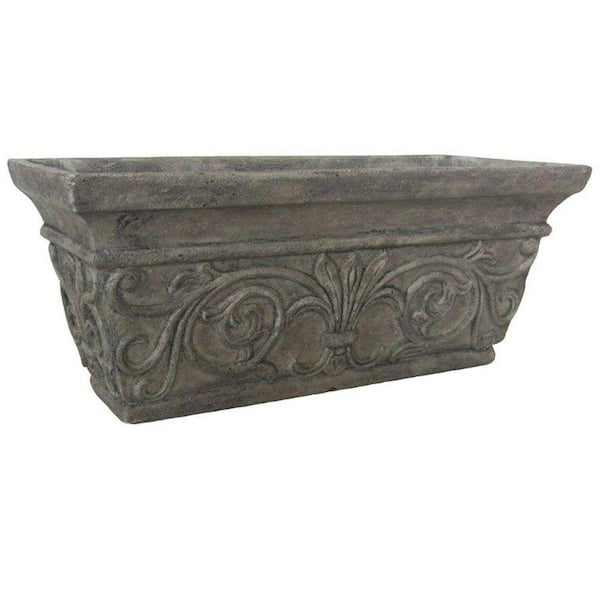 MPG 20 in. x 8 in. Special Aged Granite Cast Stone Rectangular Planter