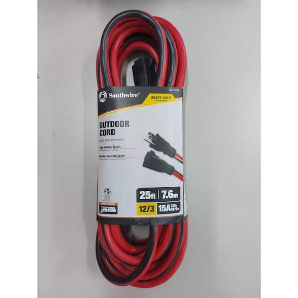 Southwire 25 ft. 12/3 SJTW Extension Cord in Red and Black