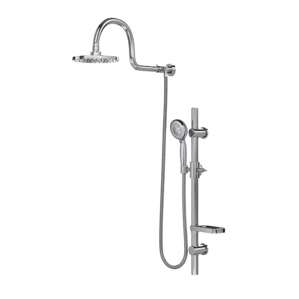 PULSE Showerspas Aqua 3-Spray Hand shower and Showerhead Combo Kit with Wall Bar Shower Kit in Chrome Finish