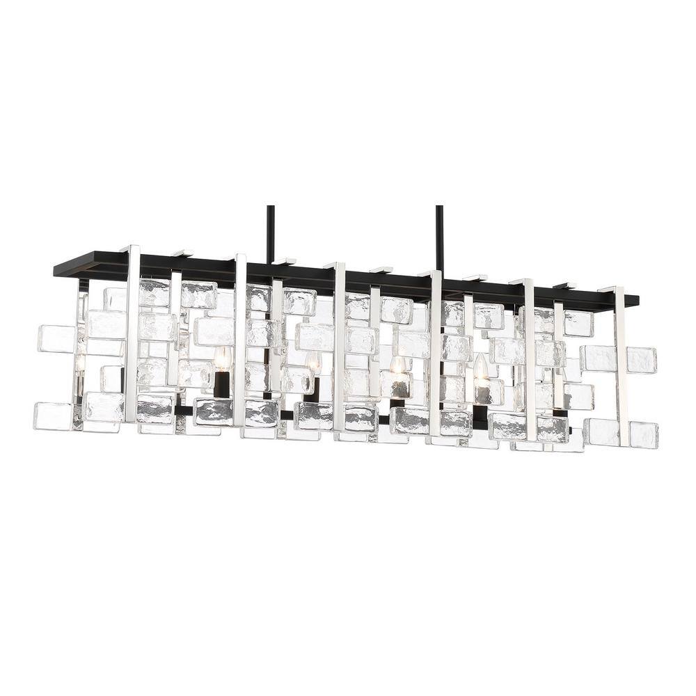 Metropolitan Painesdale 6-Light Island Chandelier in Sand Coal & Polished Nickel