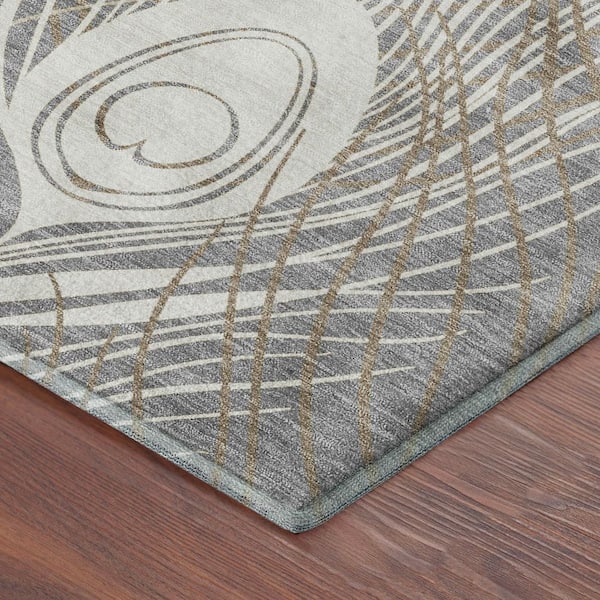 Mayfield Premium Machine Washable Abstract AMF2273 Gray 2 ft. x 7 ft. Runner Rug