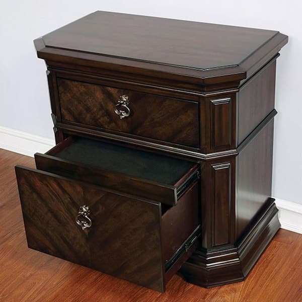 William's Home Furnishing 3-Drawer Calliope Espresso Night Stand 29.5 in. H x 30 in. W x 17 in. D