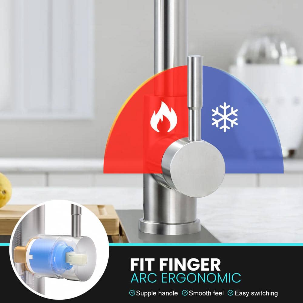 Brushed Nickel Single Handle Pull-Down Kitchen Faucet