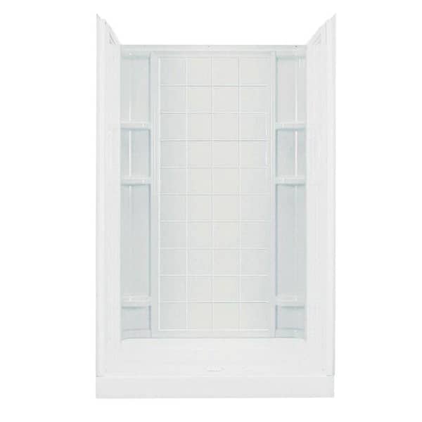 STERLING Ensemble 1-1/4 in. x 48 in. x 72-1/2 in. 1-piece Direct-to-Stud Shower Back Wall with Backers in White