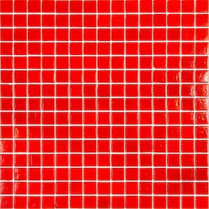 Dune Glossy Candy Red 12 in. x 12 in. Glass Mosaic Wall and Floor Tile (20 sq. ft./case) (20-pack)