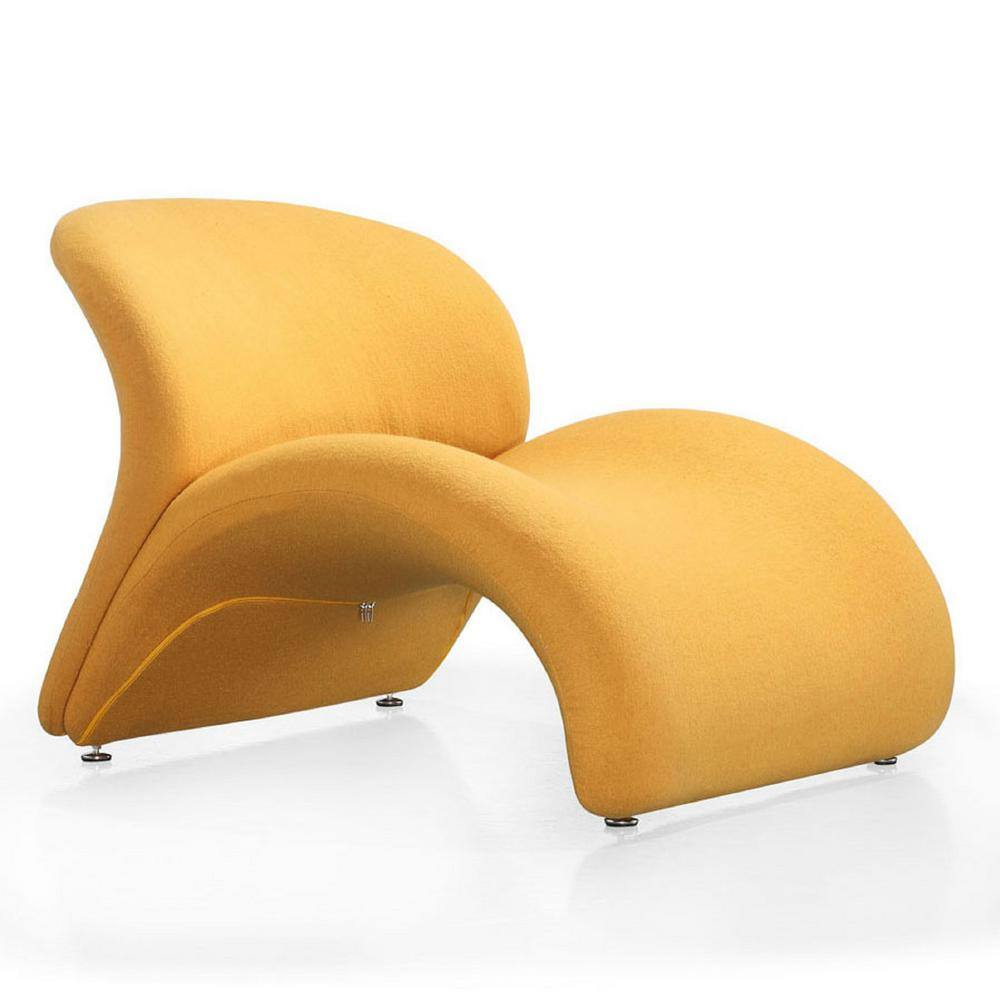 Geometric Yellow Metal Accent Chair with Wool Blend