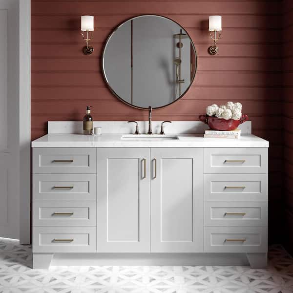 ARIEL Taylor 66 in. Single Sink Freestanding Bathroom Vanity in Gray with Carrara White Quartz Top