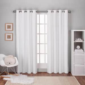 Textured Linen Kids Winter White Solid Room Darkening Grommet Top Curtain, 54 in. W x 84 in. L (Set of 2)