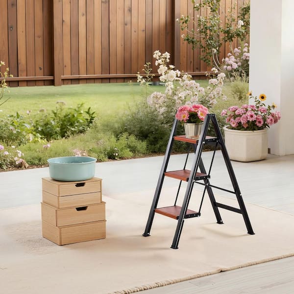 3 Step Ladder, Folding Step Stool with Wide Anti-Slip Pedal and Comfort Handgrip, Lightweight 330 lbs. Aluminum Ladder