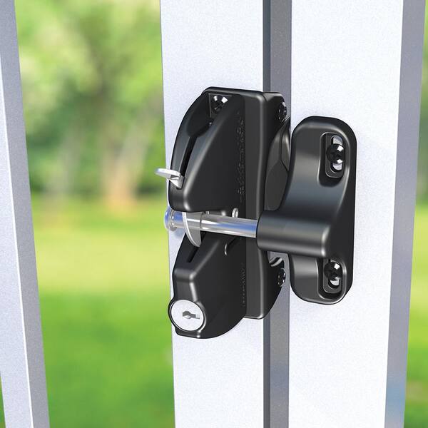 Lokklatch D Black Key Lockable Gate Latch 50560 The Home Depot D Black Key Lockable Gate Latch 50560, Garden Gate Latch Lock