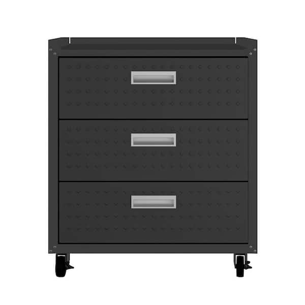 Manhattan Comfort Fortress 30.3 in. W x 32.1 in. H x 18.2 in. D Textured Metal Freestanding Cabinet in Charcoal Grey