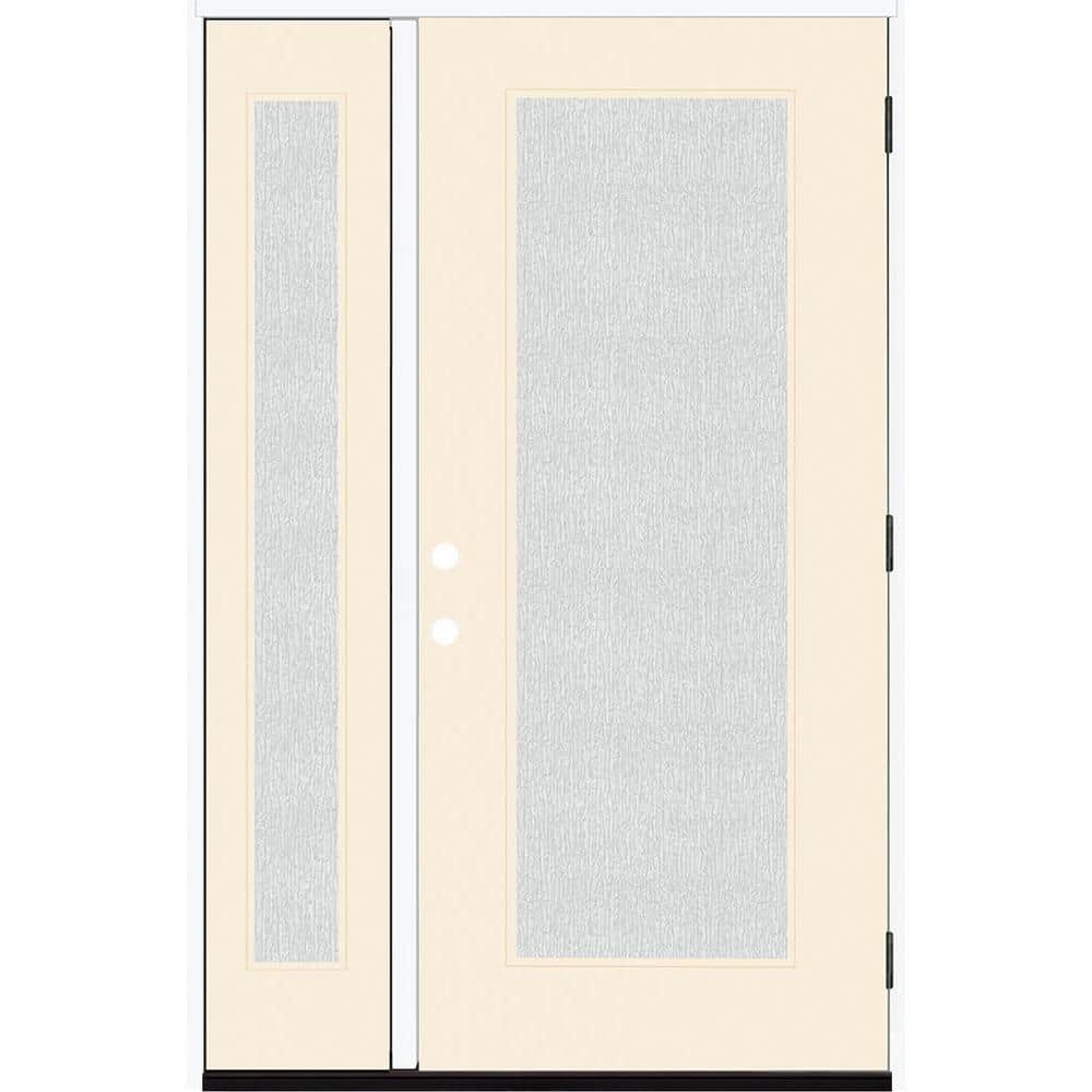 Legacy 51 in. x 80 in. Full Lite Rain Glass LHOS Primed Linen Finish Fiberglass Prehung Front Door with 12 in. SL price history on PriceWatchPro