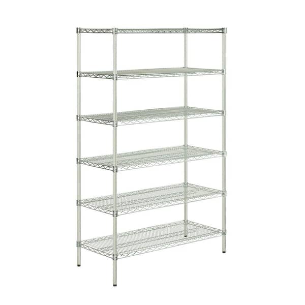 Honey-Can-Do 48 in L x 18 in W x 72 in H 6-Tier Steel Shelving Unit in Chrome