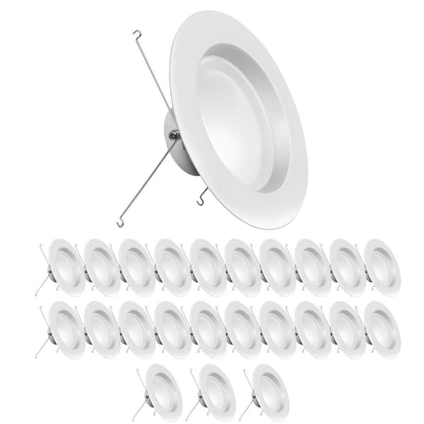 Feit Electric 5/6 in. Integrated LED White Retrofit Recessed Light Trim Dimmable CEC 120-Watt Equivalent Selectable CCT, 24-Pack