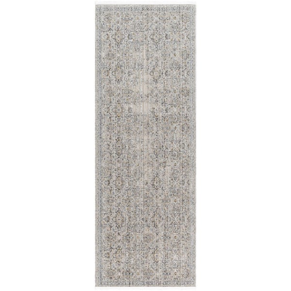 Becki Owens Ren Blue Border 2 ft. 7 in. x 7 ft. 3 in. Indoor/Outdoor Area Rug