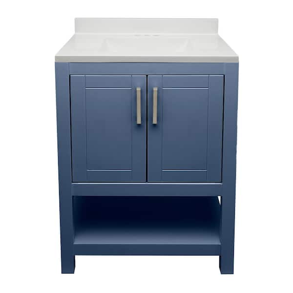Ella Taos 25 in. W x 19. in D. x 36 in. H Bath Vanity in Navy Blue with Cultured Marble White Top